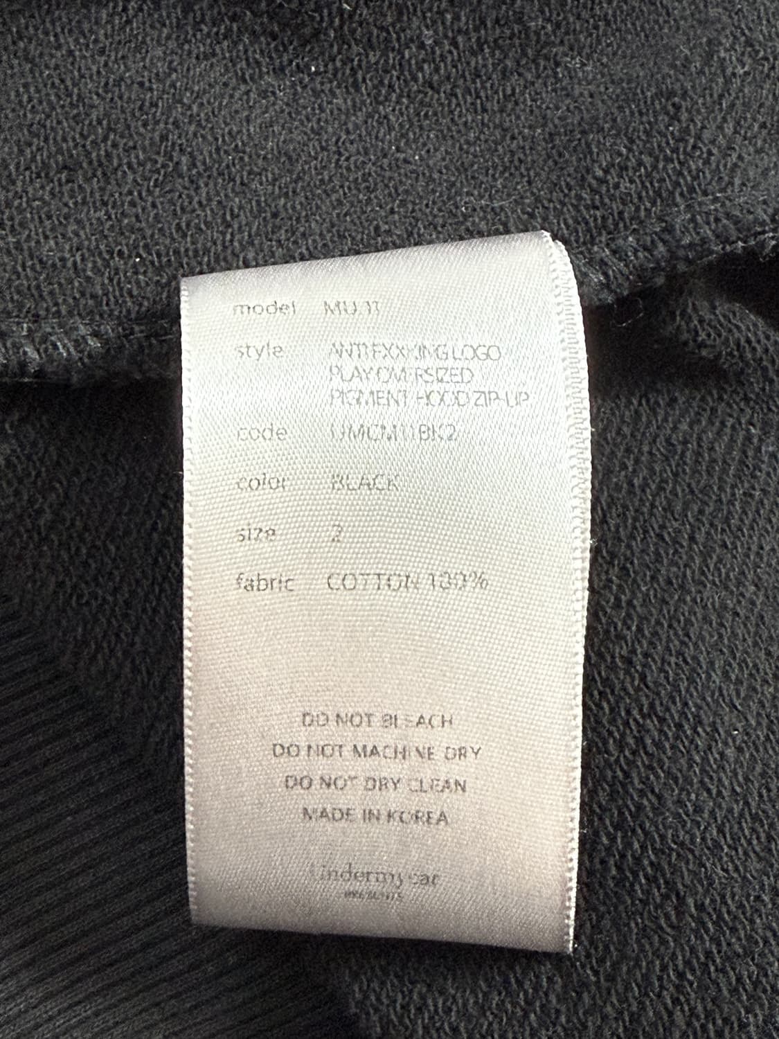 언더마이카 MU.11 오버사이즈 후드집업 상품이미지6