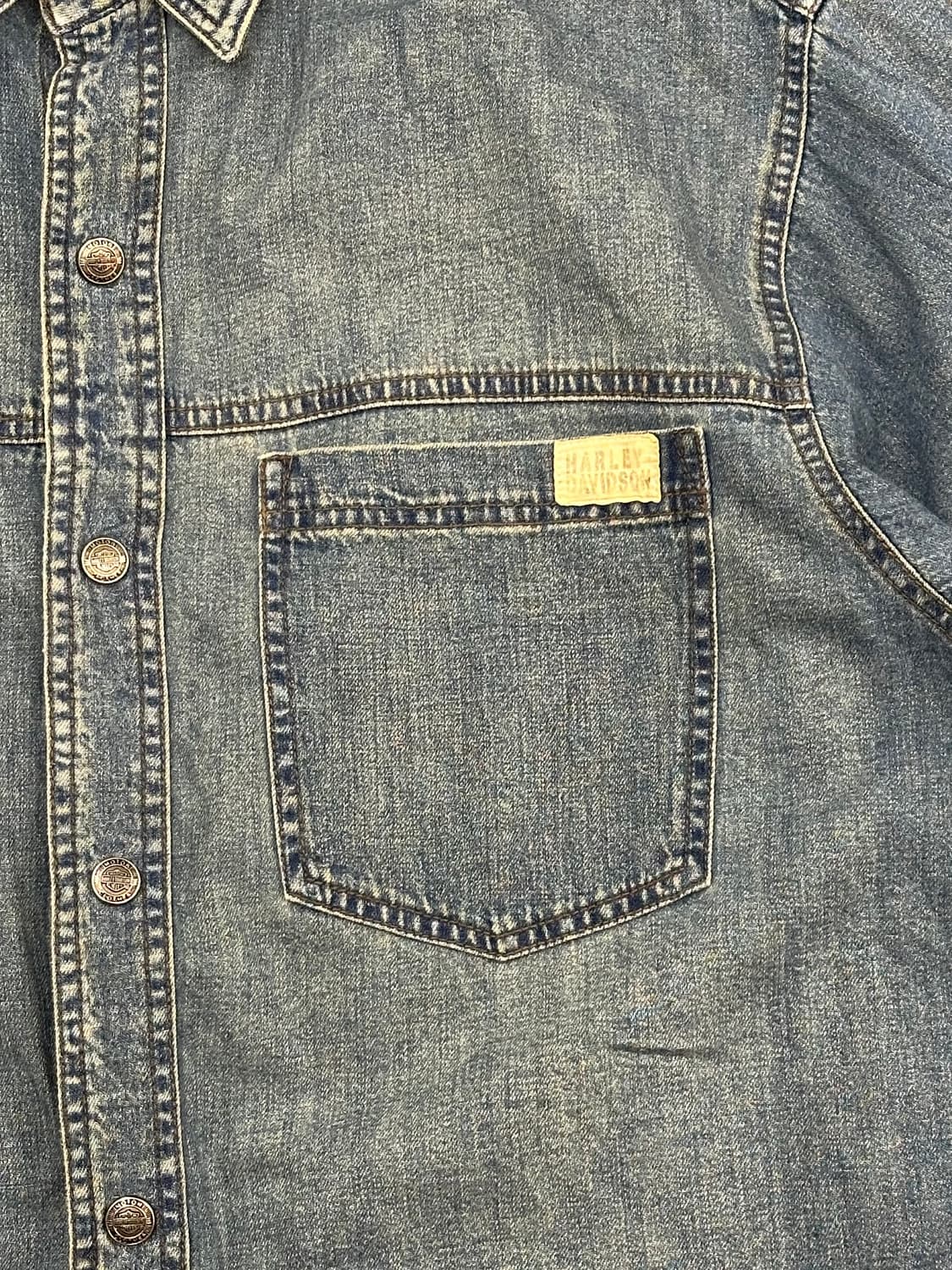 M)할리데이비슨 vintage 백프린팅 데님 긴팔셔츠 상품이미지2