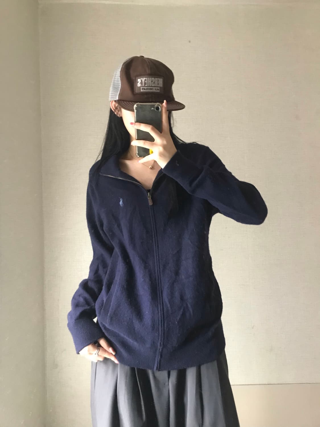 폴로 네이비 울 니트집업 상품이미지2