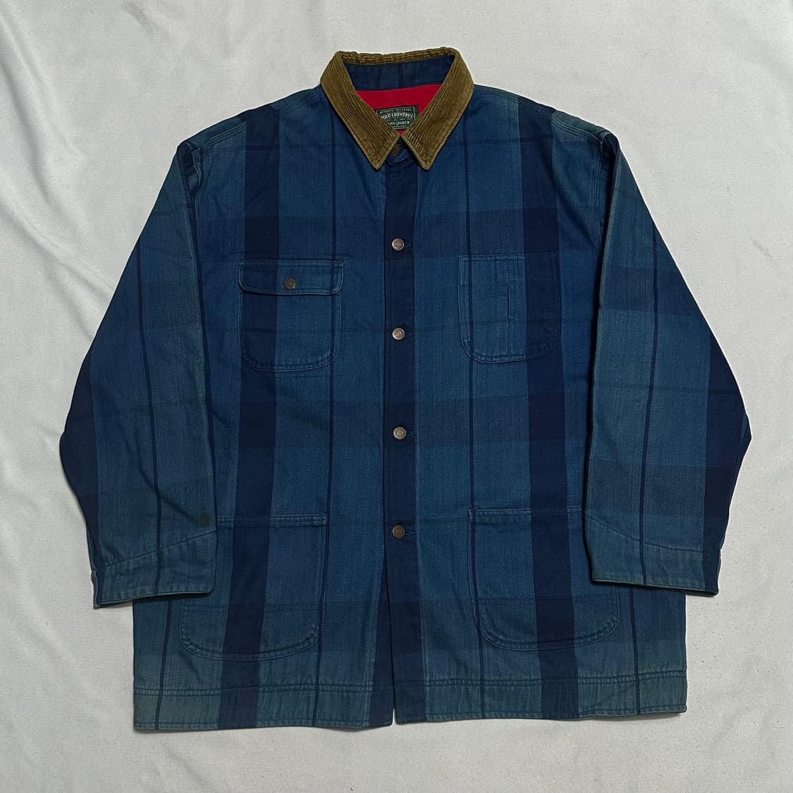 XL 폴로 컨트리 랄프로렌 코듀로이 카라 체크 번 코트 상품이미지2