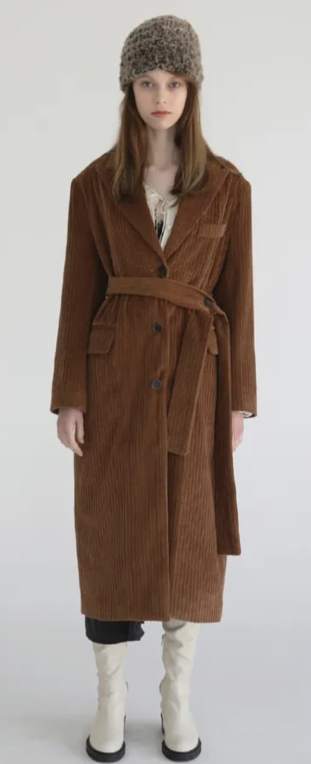 소프트서울 코듀로이 롱 코트 상품이미지1