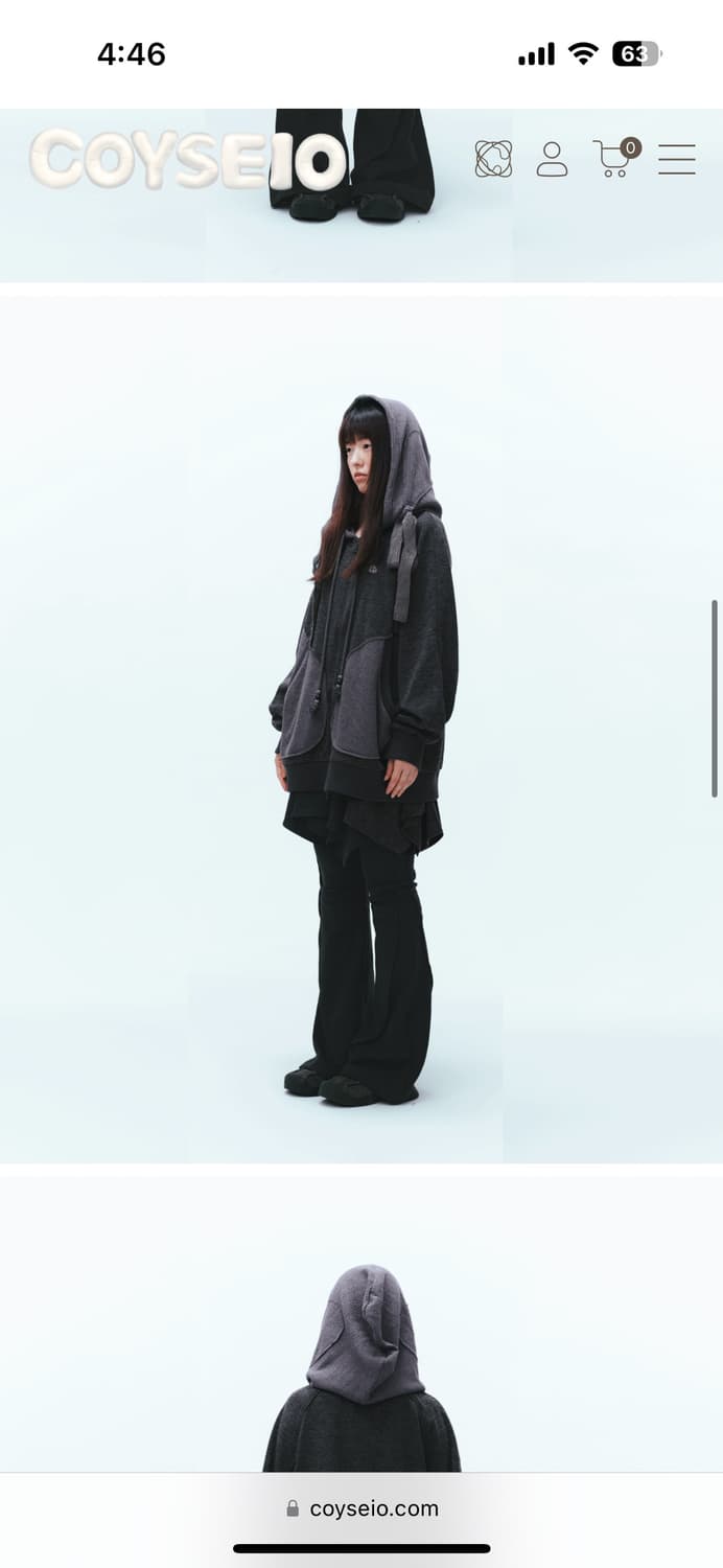 코이세이오 이어머프 후드집업 차콜 상품이미지6