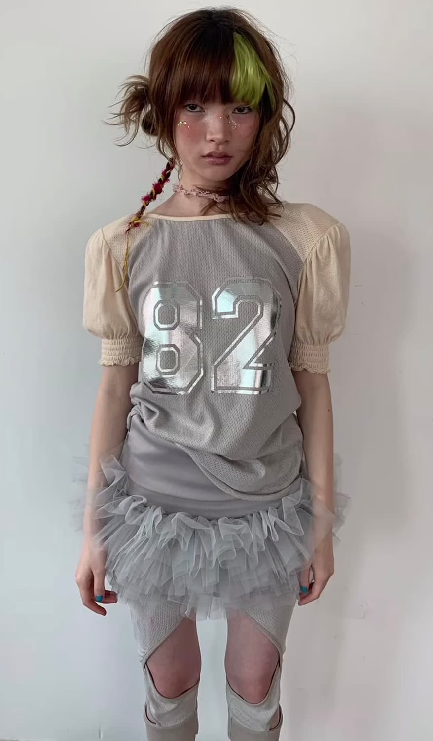 샵페어리 패드 숄더 하프 탑 베이지 상품이미지1