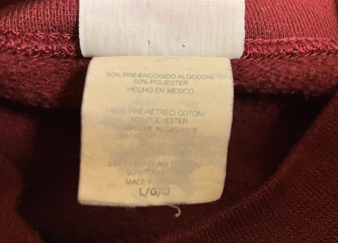 멕시코산 빈티지 챔피온 50/50 버건디 스웻셔츠 XL 105 상품이미지4