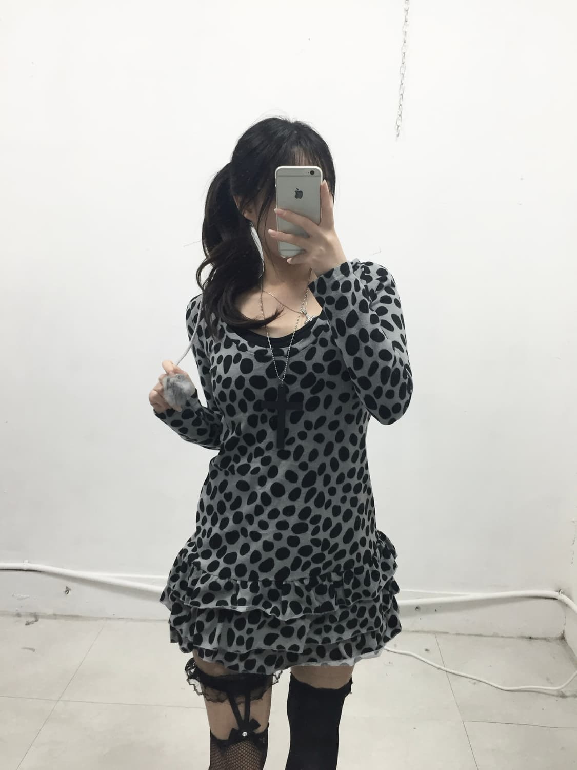 [GRAZIE] 갸루 호피도트 폼폼이 원피스 상품이미지2