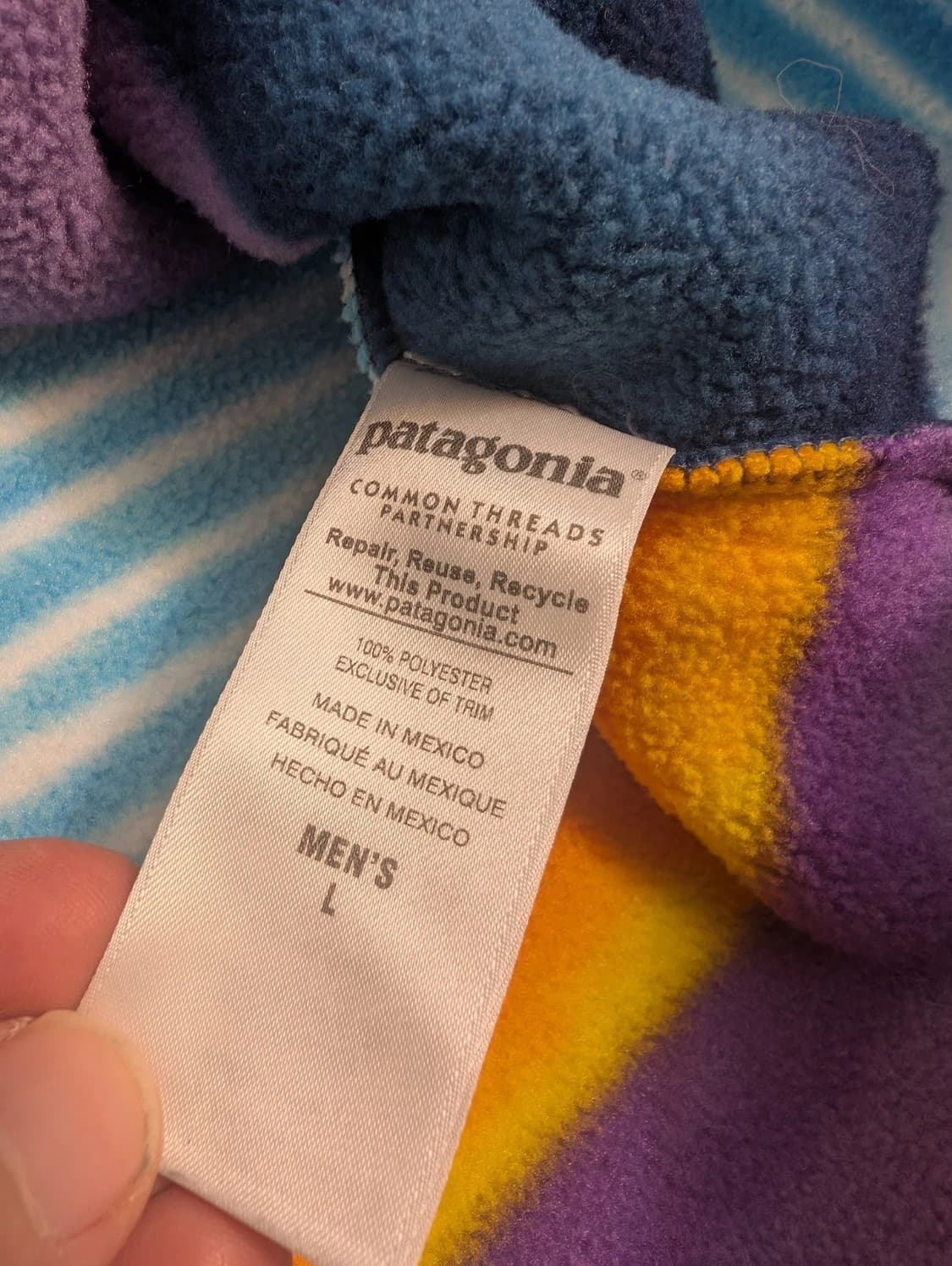 16SS 파타고니아 신칠라 스냅-T 레인보우 스트라이프 멕시코 상품이미지4