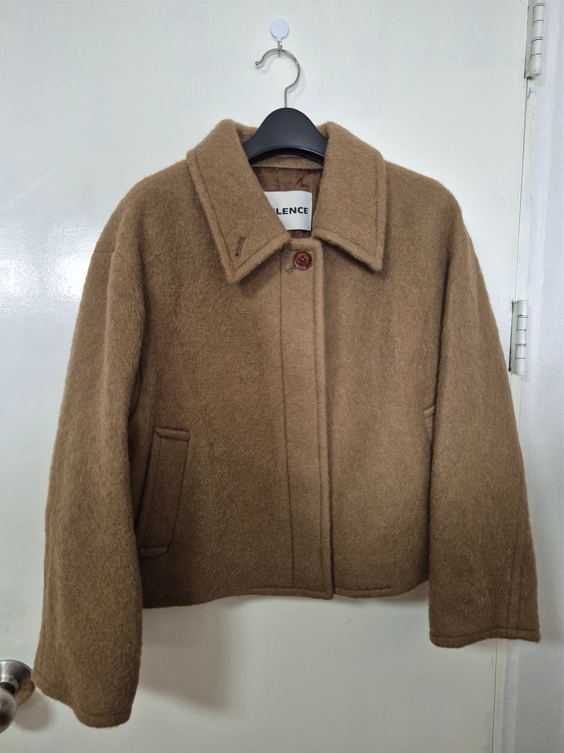 인사일런스 헤어리 알파카 하프 코트 카멜 상품이미지5