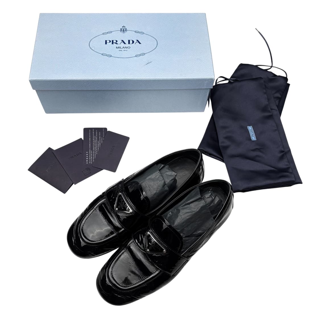 프라다 나플락 페이턴트 로퍼 삼각로고. 초콜릿 상품이미지1