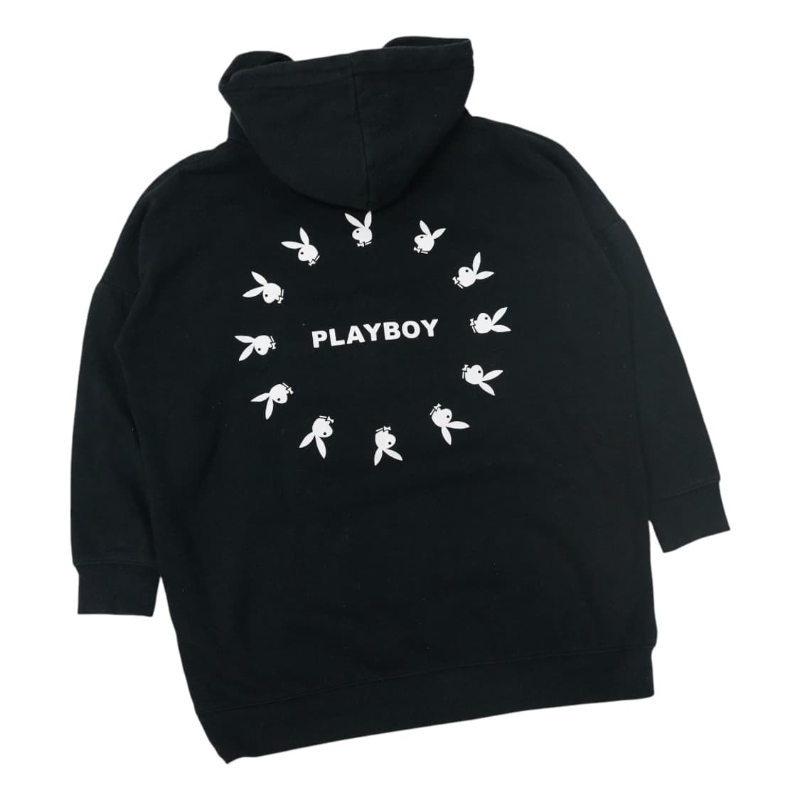 플레이보이 버니 로고 블랙 하프 집업 후드 티셔츠  상품이미지1