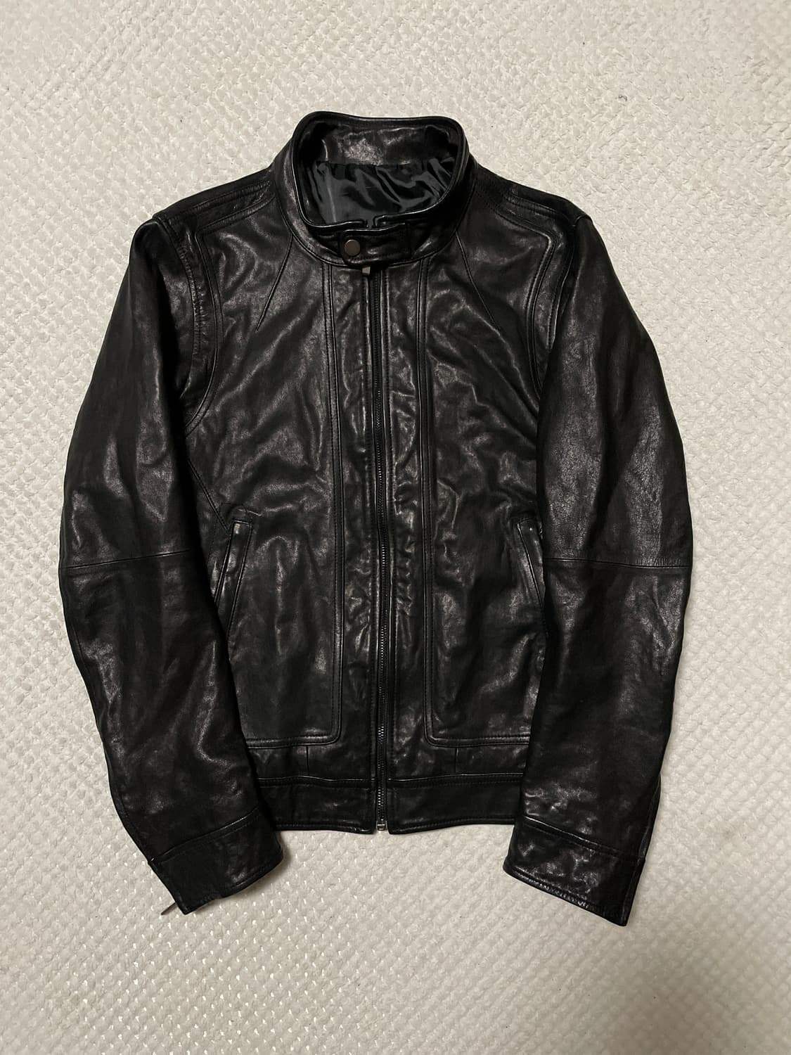 광희시장 웨스턴 무드 램스킨 양가죽 절개 레더 자켓 상품이미지1