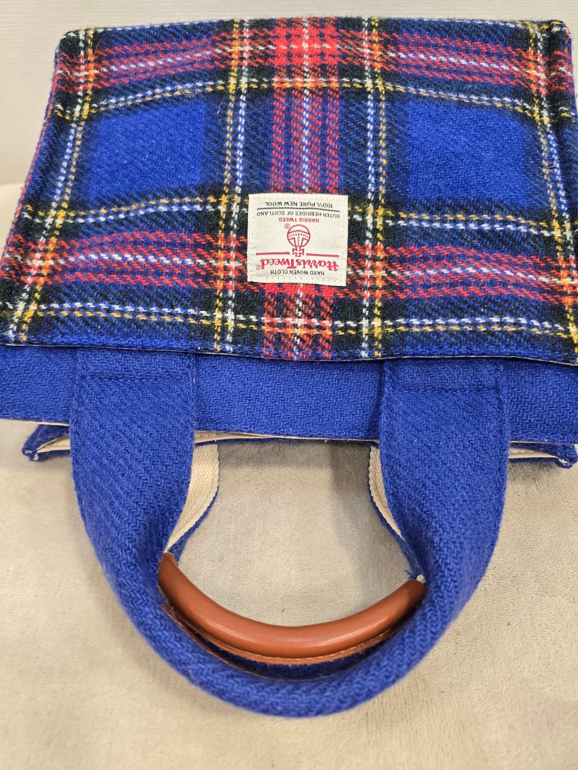 해리스 트위드+오쏘몰 블루 체크 타탄 울 토트백 상품이미지7