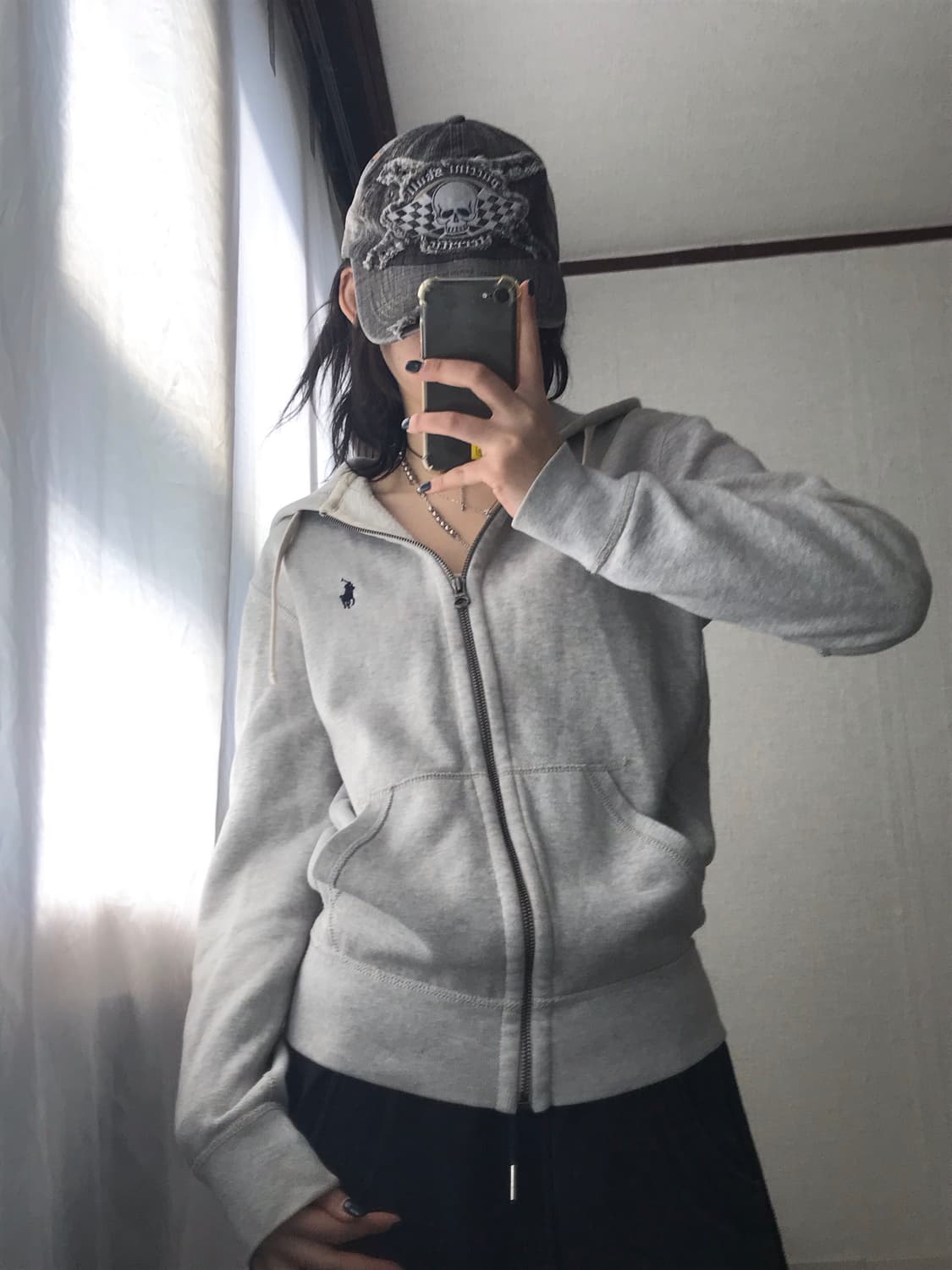 폴로 그레이 스웻 후드집업 상품이미지2