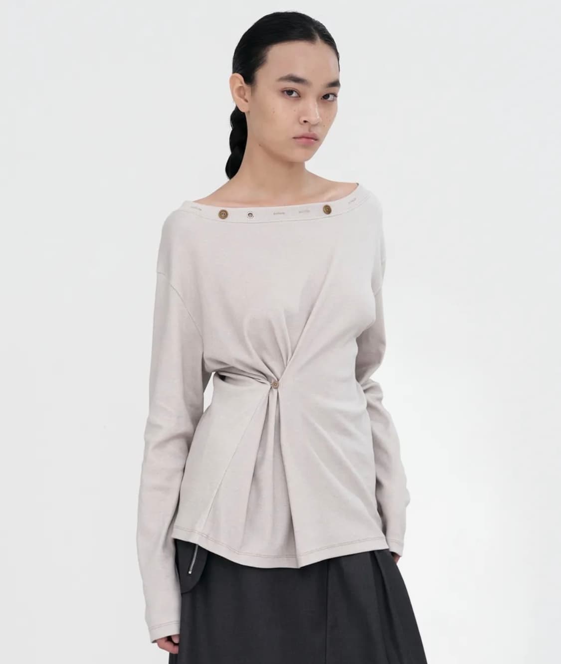 밀로우먼 버튼믹스티셔츠 베이지 상품이미지1