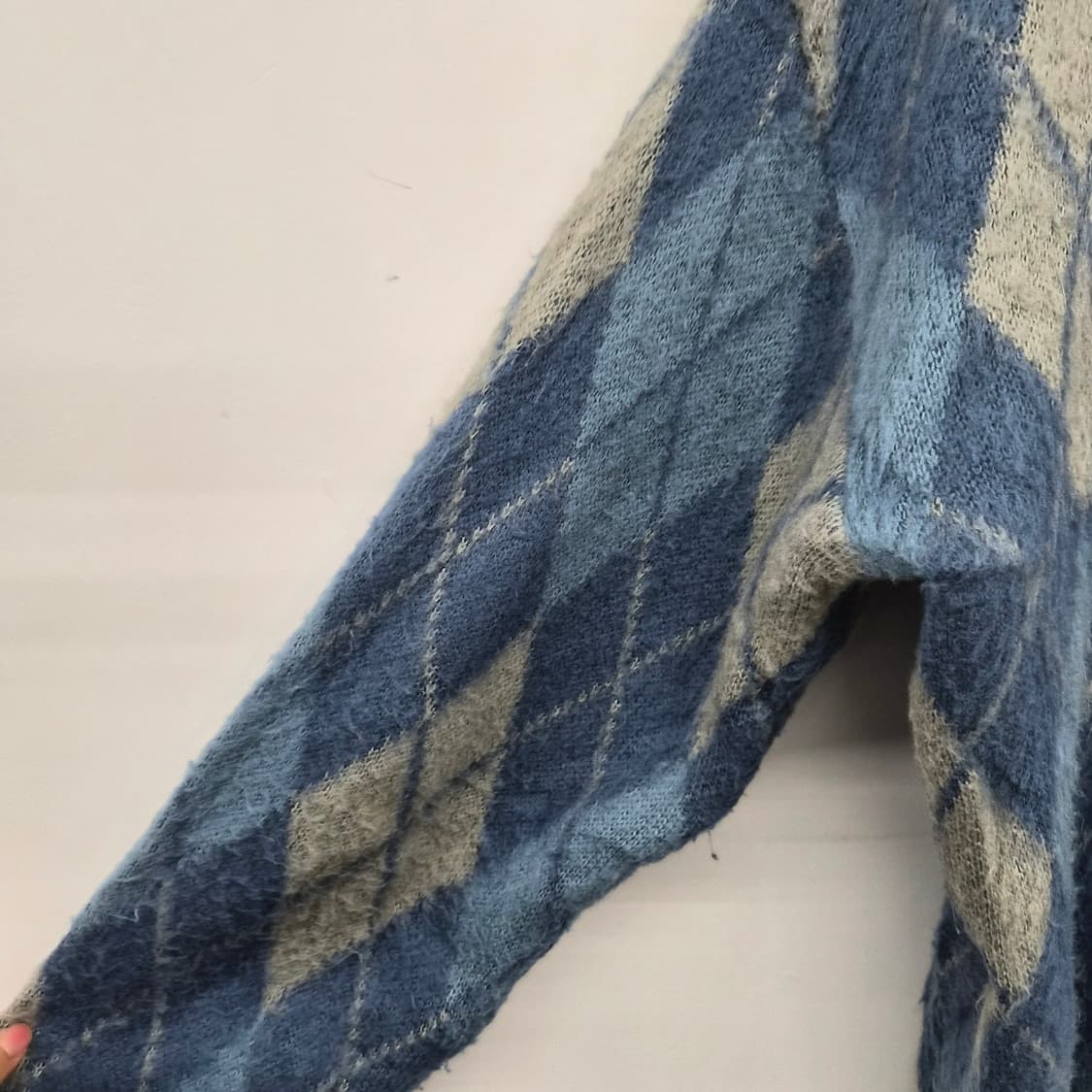 빔즈 아가일 브이넥 가디건 블루 남성 L 상품이미지4