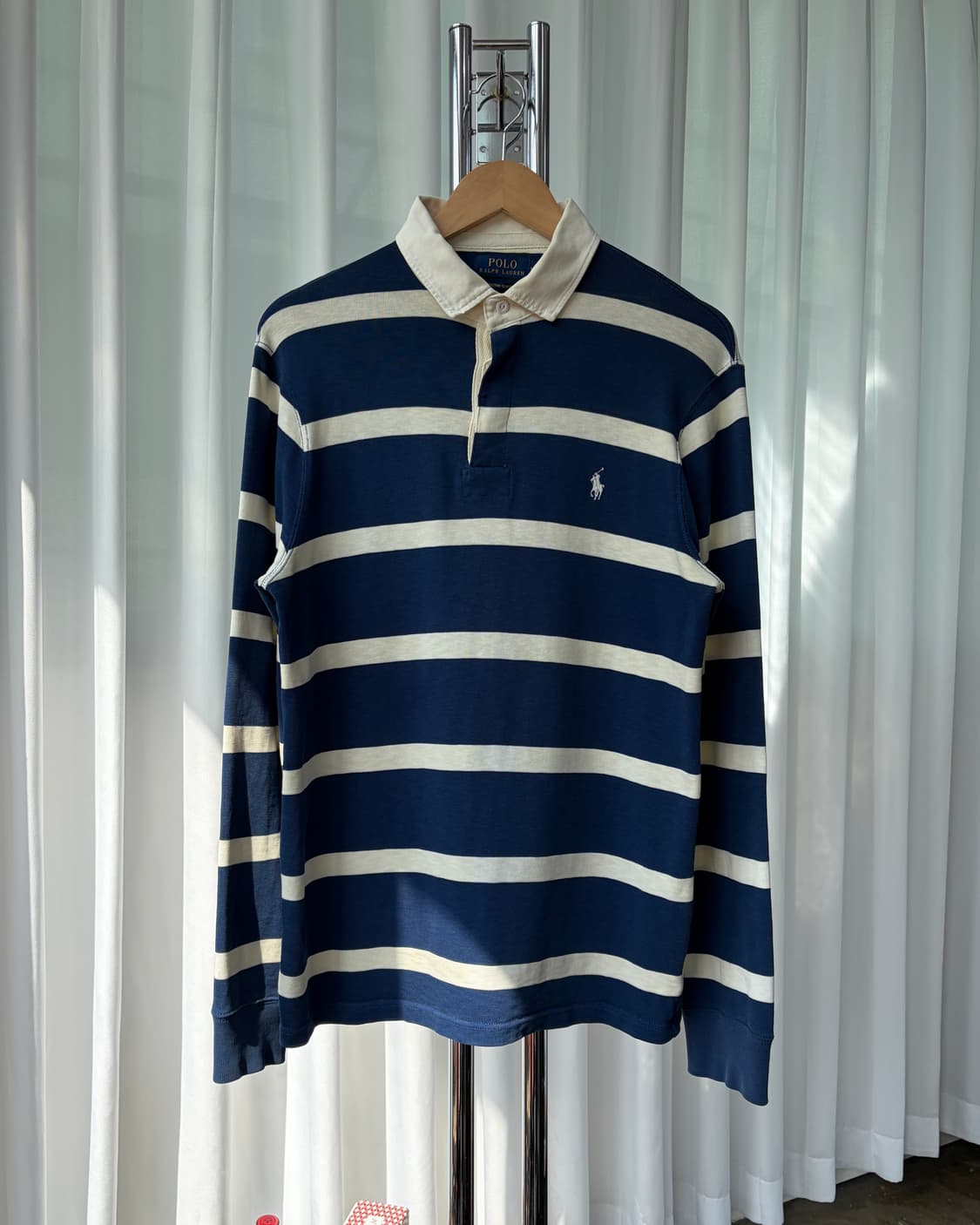 [M]폴로 랄프로렌 류준열 스트라이프 럭비 티셔츠 navy 상품이미지3