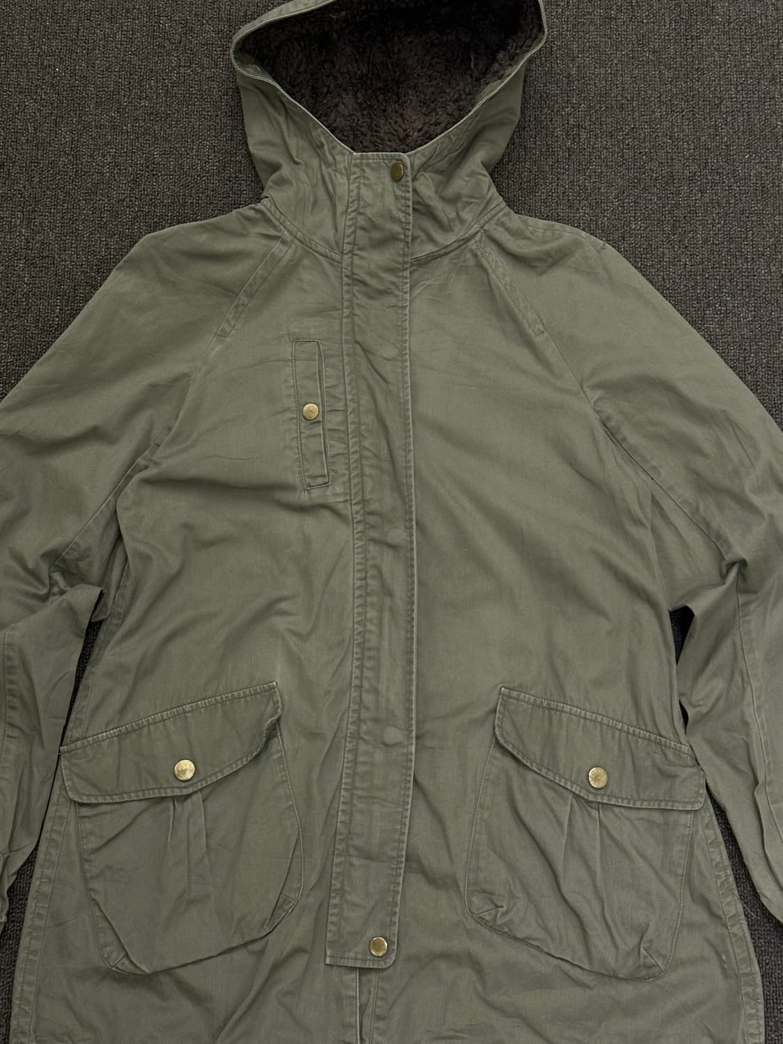 OS)INGRID 빈티지 여성 플리스 후드 야상 자켓 상품이미지5