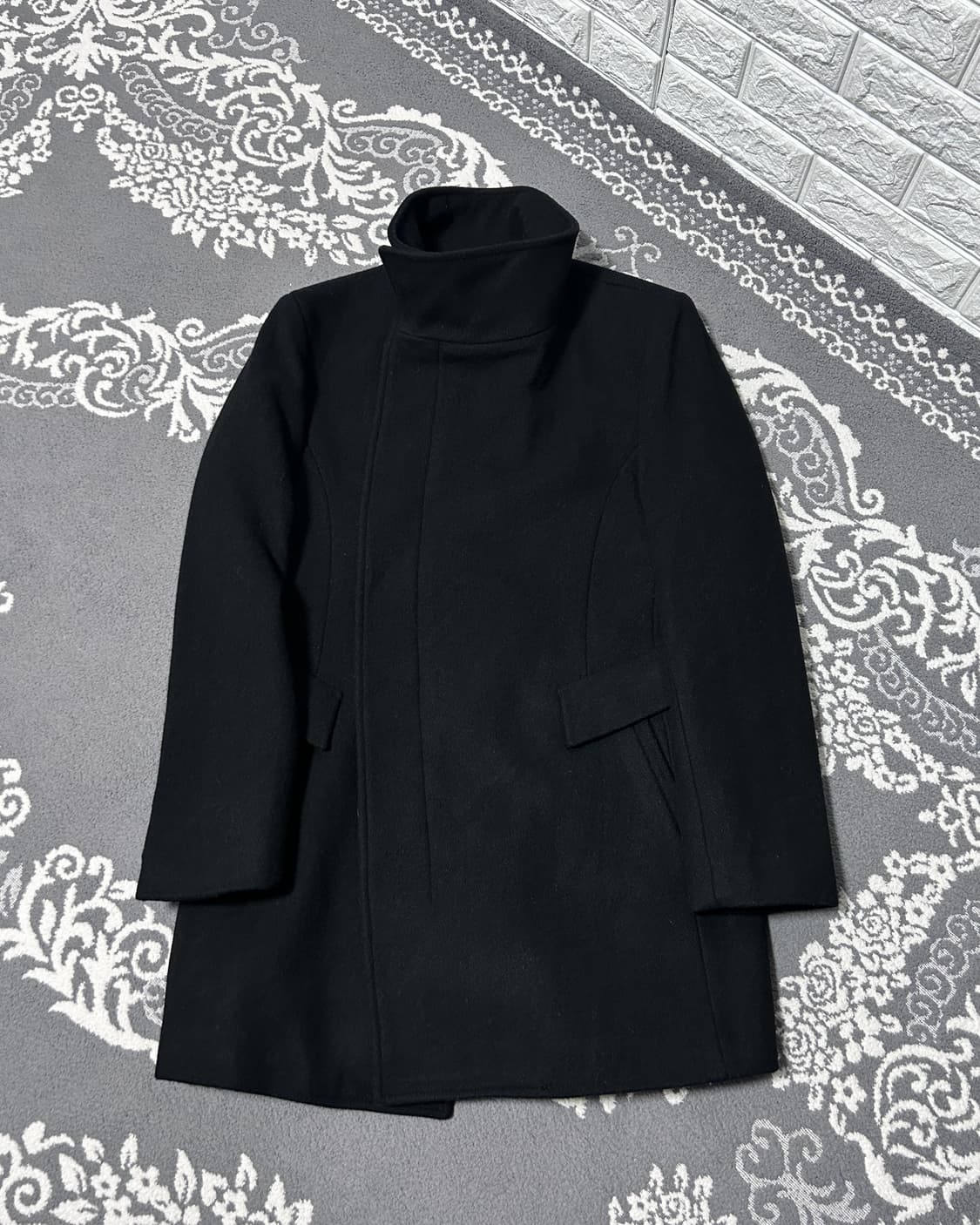 사선 하이넥 울 코트 상품이미지6