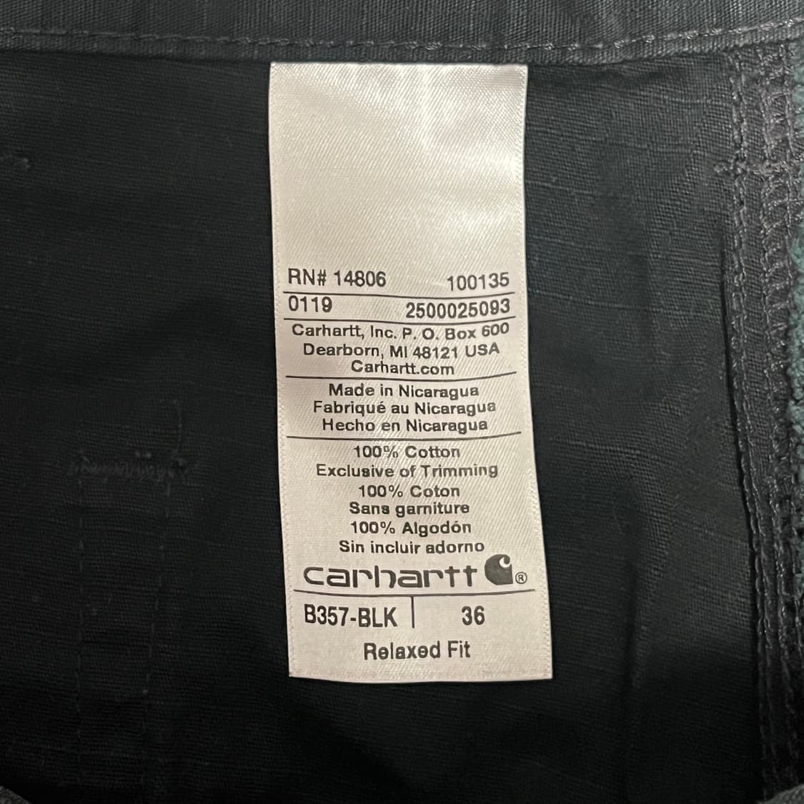 칼하트 립스탑 카고 쇼츠 반바지 B357-BLK 36 상품이미지4