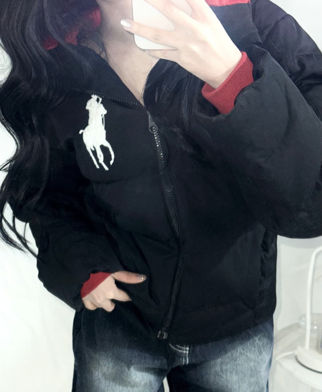 🐰폴로 랄프로렌 화이트 빅포니 블랙 패딩🖤 상품이미지1
