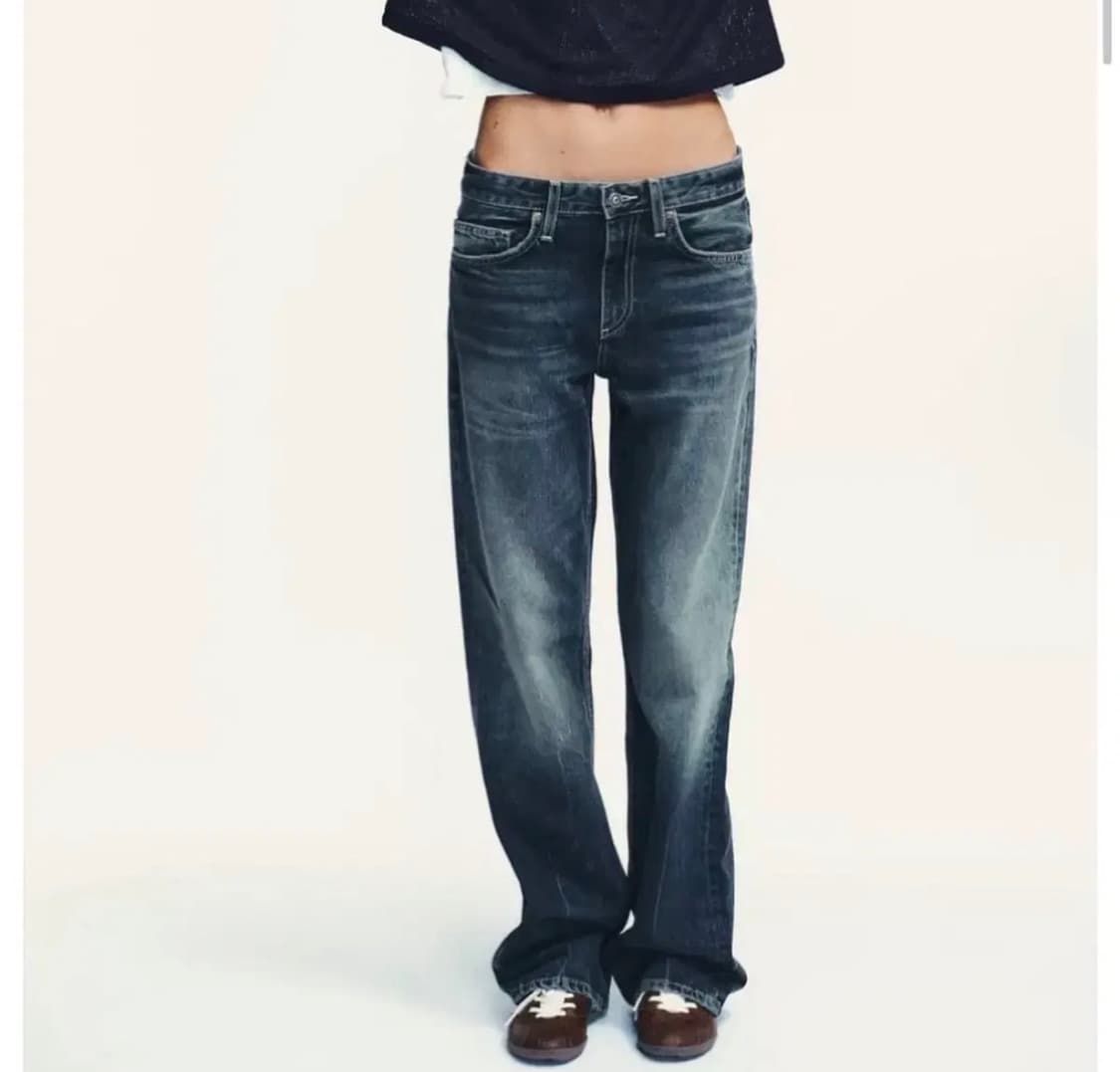 자라 로우라이즈 와이드레그 진 진청 상품이미지1