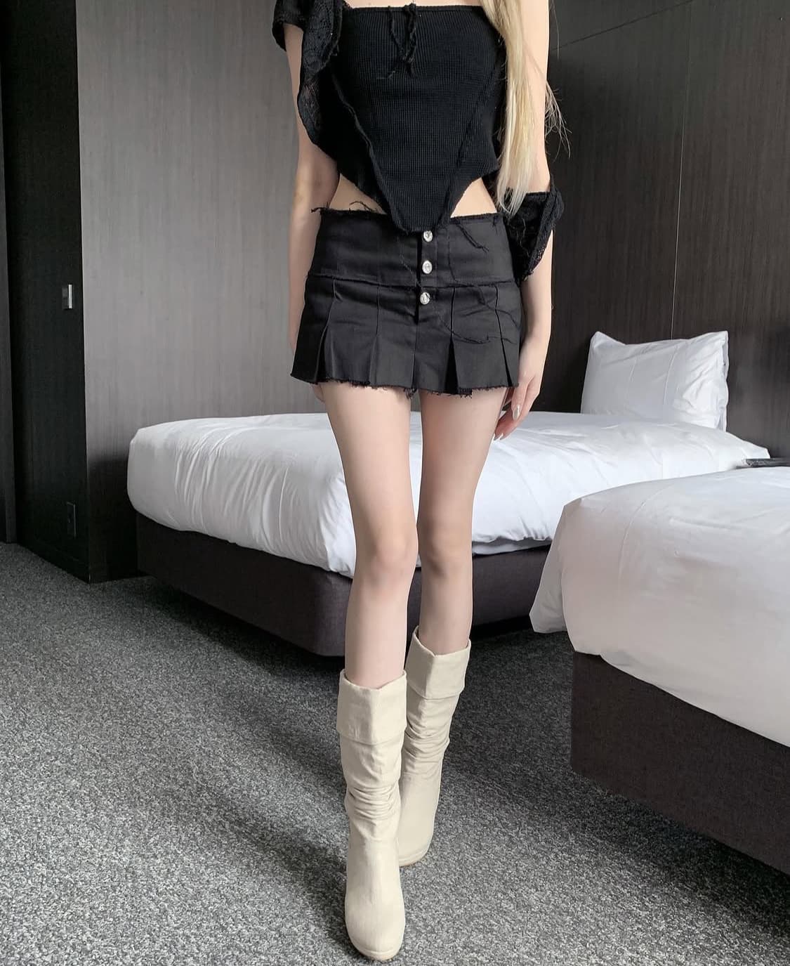 스젠 Leni button low waist skirt 스커트 상품이미지6