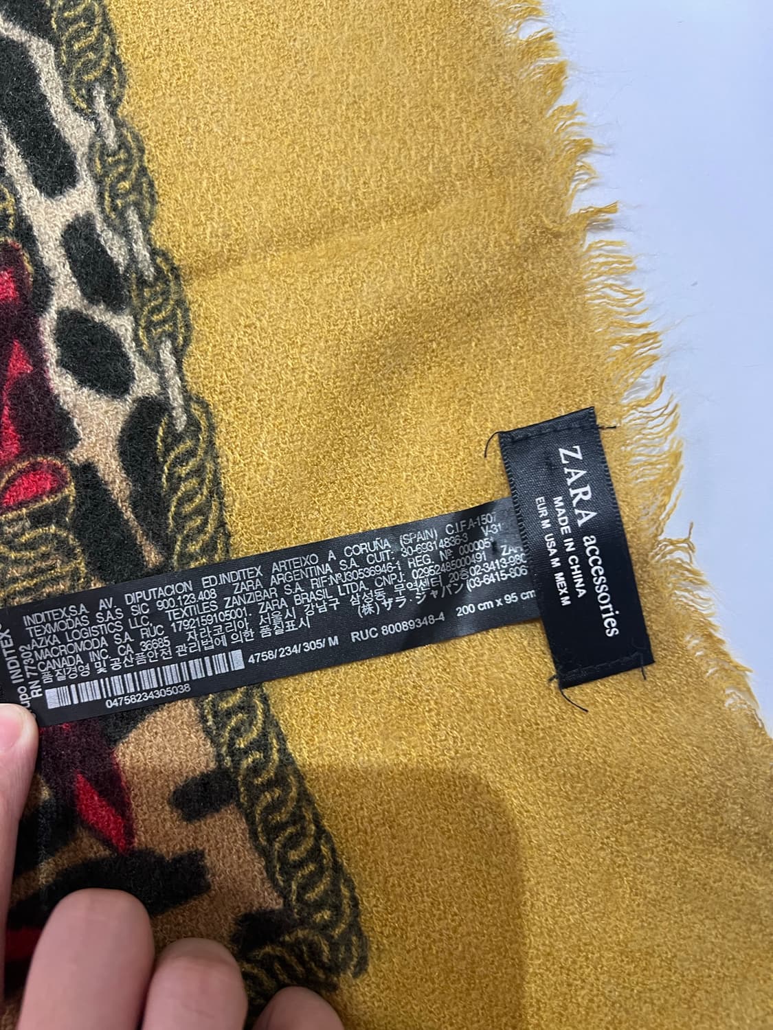 자라(ZARA) 애니멀 패턴 체인 머스타드 스카프 숄 상품이미지6