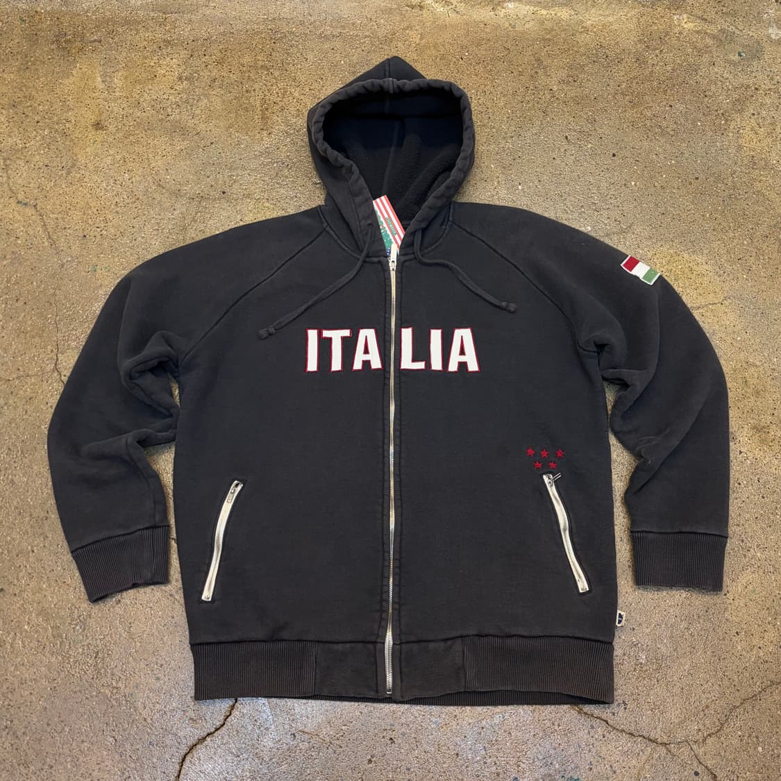 00s 미국 빈티지 블루마린 이탈리아 헤비코튼 후드집업 상품이미지1