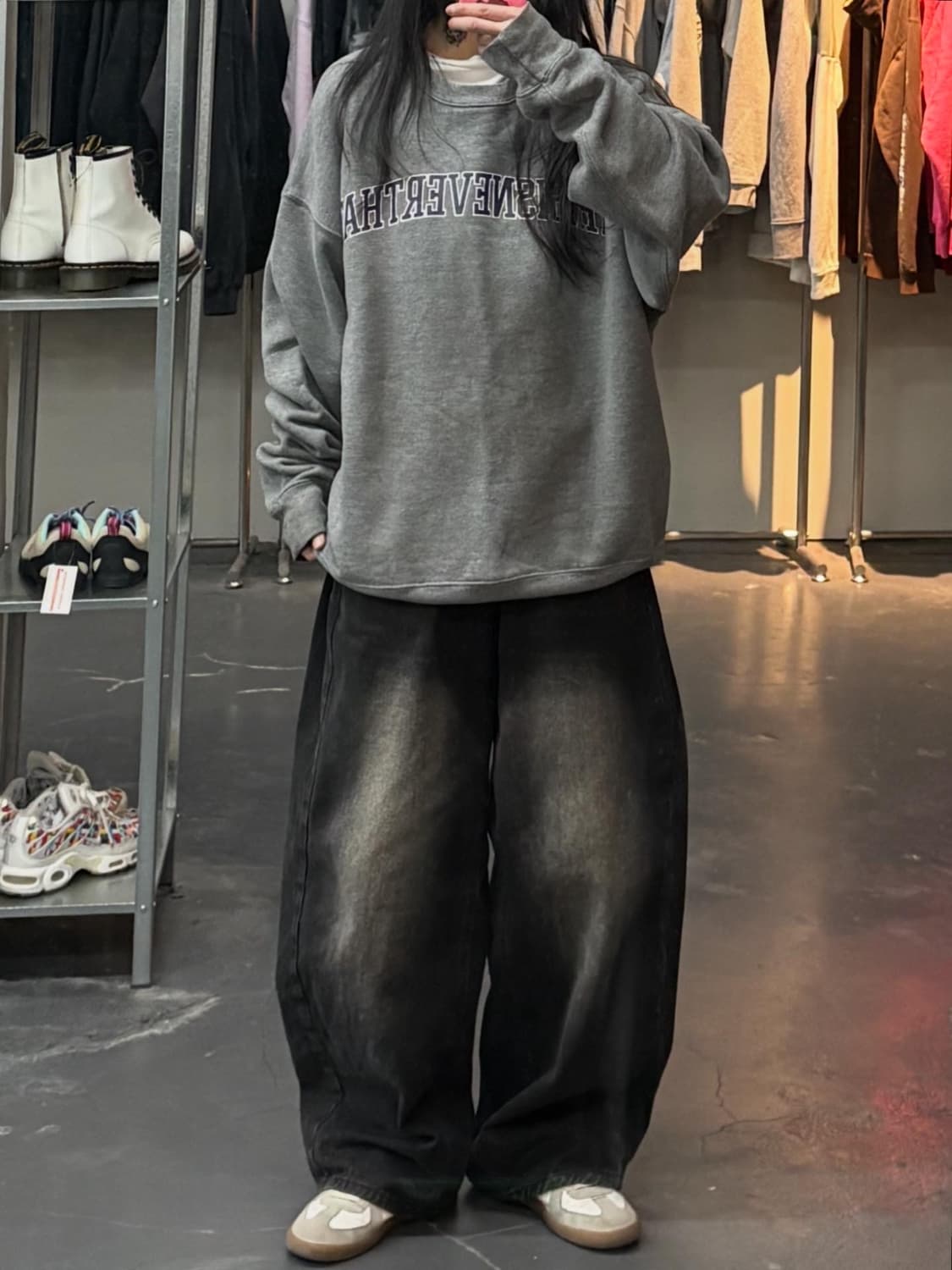 디스이즈네버댓 아치로고 크루넥 헤더그레이 스웻셔츠 A3496 상품이미지1