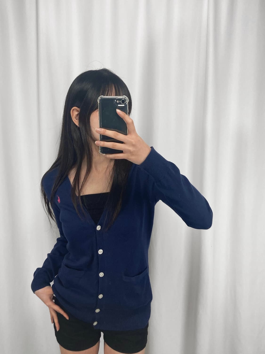 폴로 네이비 브이넥 가디건 상품이미지1