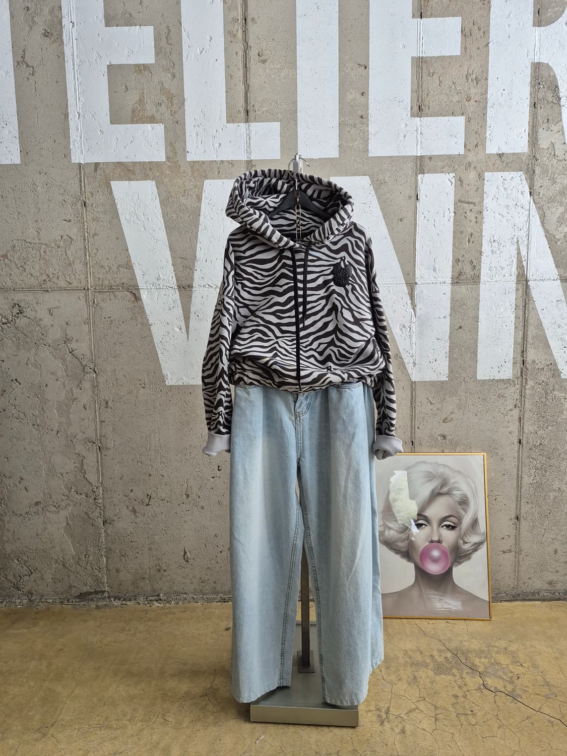 라이프워크 지브라 패턴 기모후드맨투맨 (GM 상품이미지1