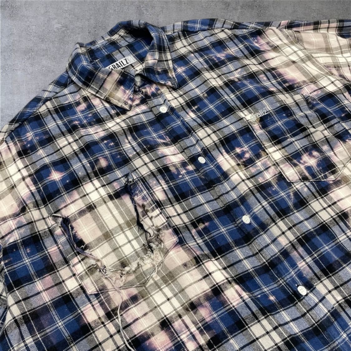 그레일즈 Grailz 블루 블리치 워시드 빈티지 체크셔츠 F 상품이미지4