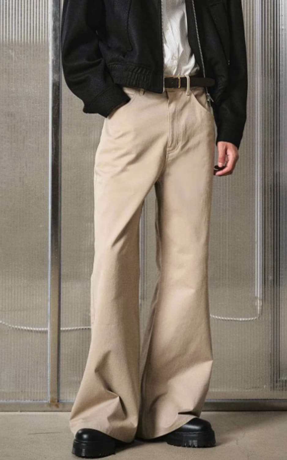 [새 상품/택o] 엘무드-스터디 와이드 플레어 치노 팬츠 베이지 (48) 상품이미지1