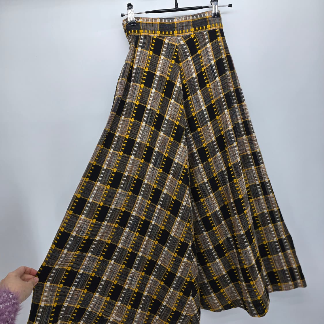 하이웨이스트 체크 롱스커트 XS 상품이미지7