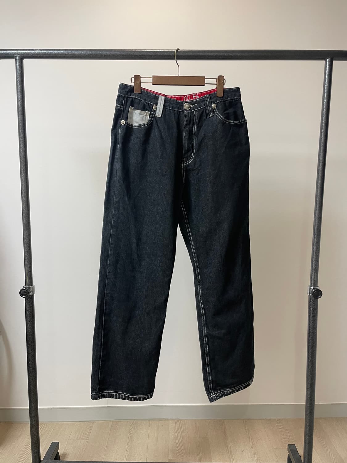 (32~33) 크라운 홀더 올드스쿨 힙합 자수 데님 팬츠 상품이미지3