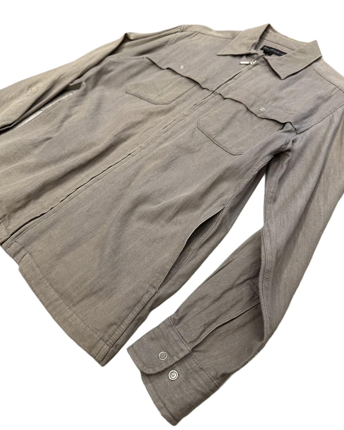 grey denim zip-up shirt jacket 상품이미지3