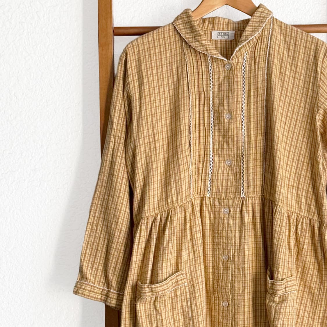 해그리브 머스타드 체크 원피스 상품이미지2