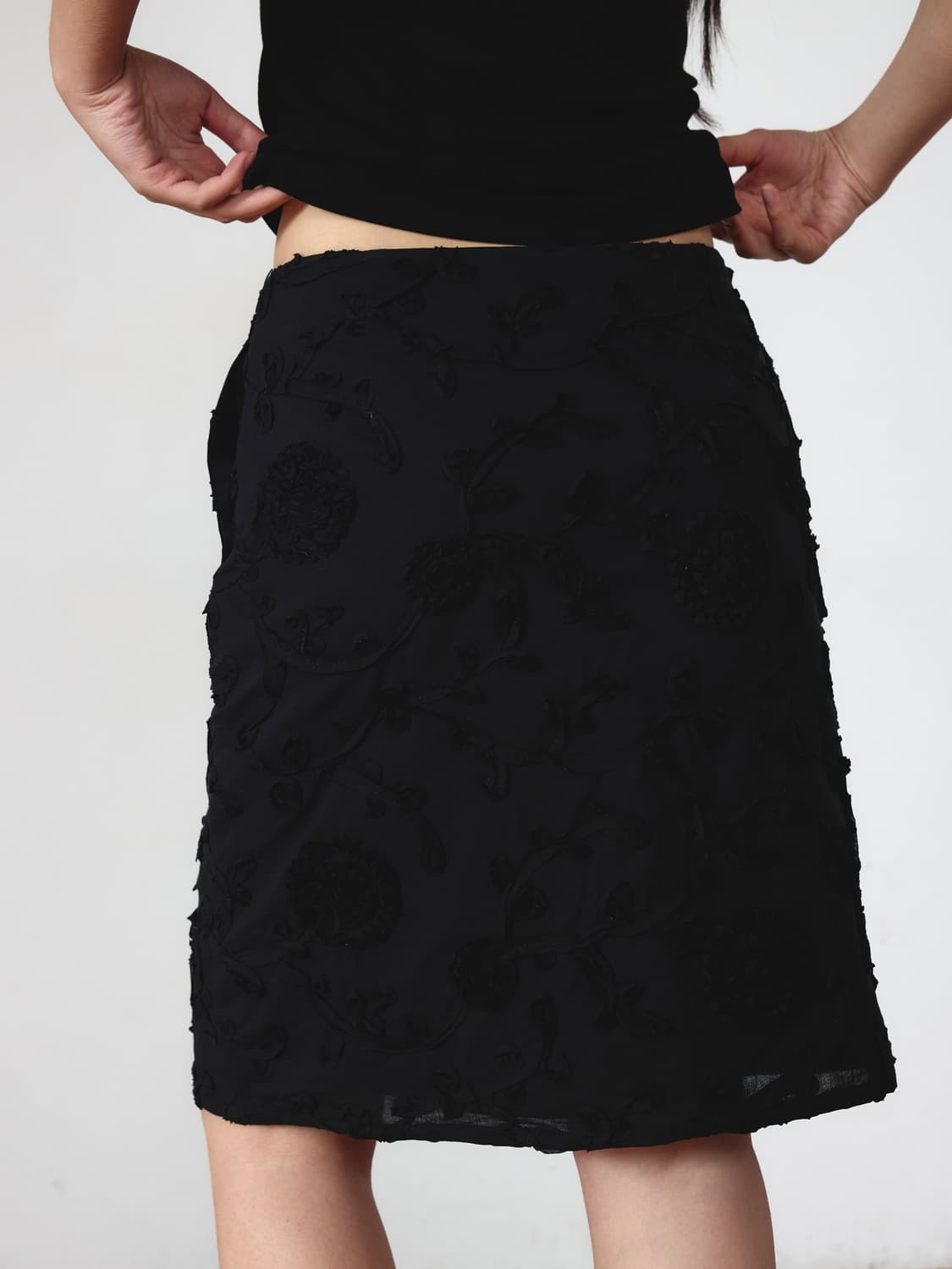 AMORSHAEE FLORAL MIDI SKIRT BK 상품이미지6