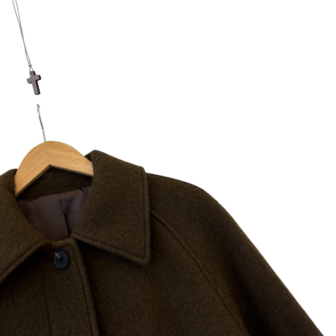 무텐다드 울 블렌드 부클 발마칸 로브 코트 브라운 상품이미지3