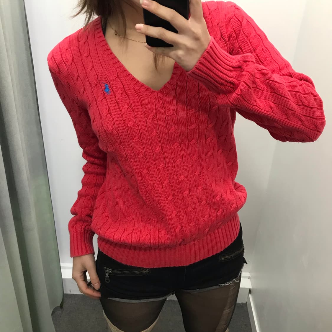 랄프로렌 스포츠 네온핑크 꽈베기 니트 상품이미지2