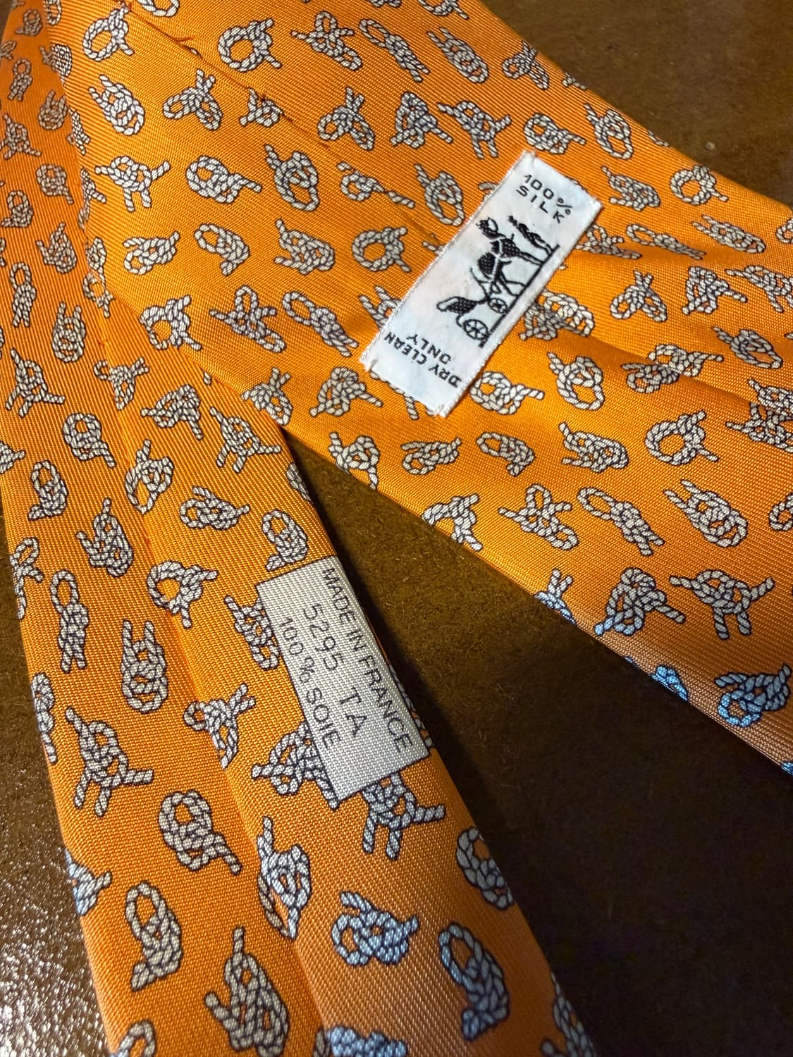 에르메스 HERMES 로프 모티브 실크 넥타이 오렌지 상품이미지4