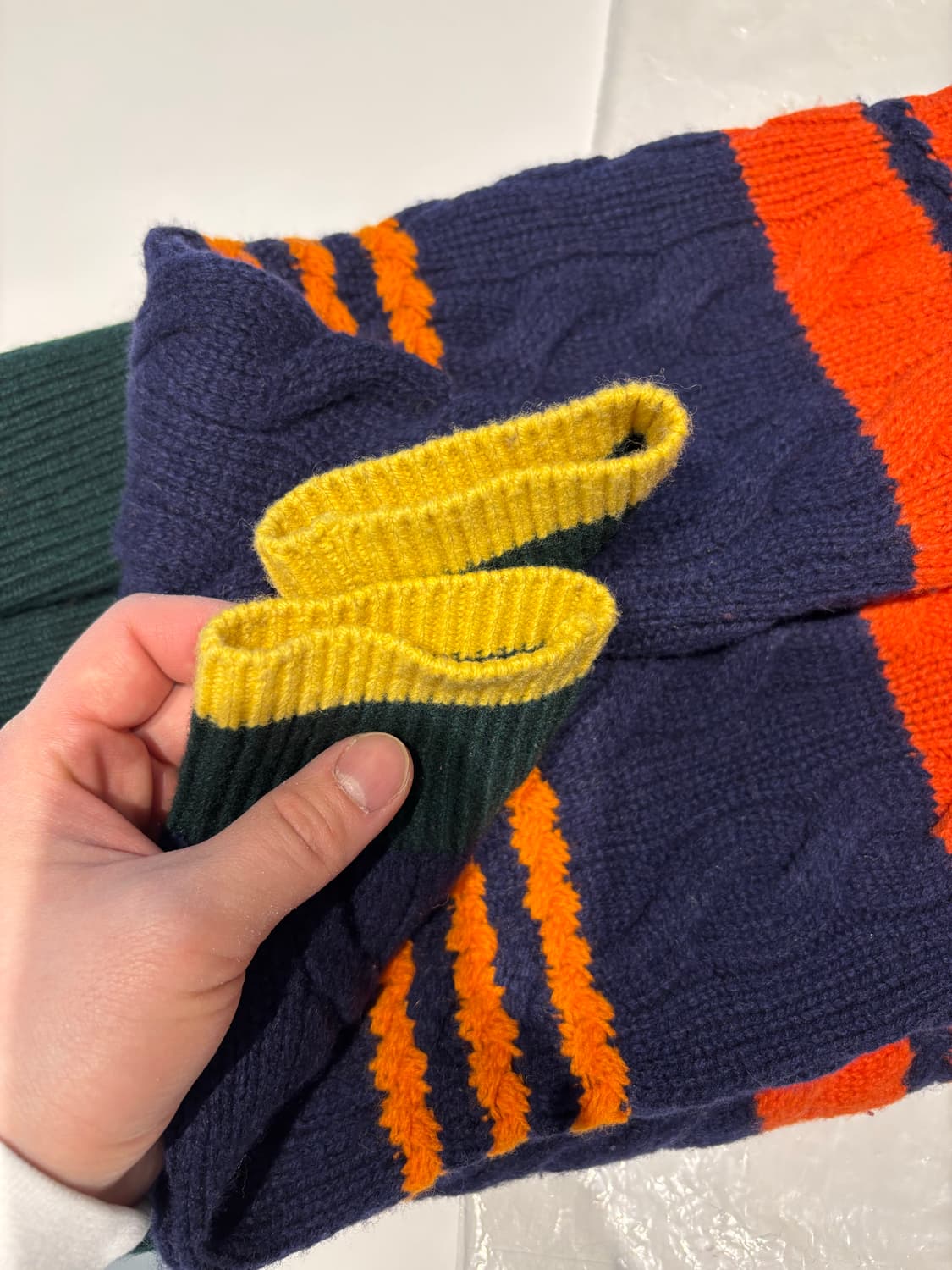 폴로 랄프로렌 여성 울 캐시미어 스트라이프 케이블 니트 가디건 상품이미지4