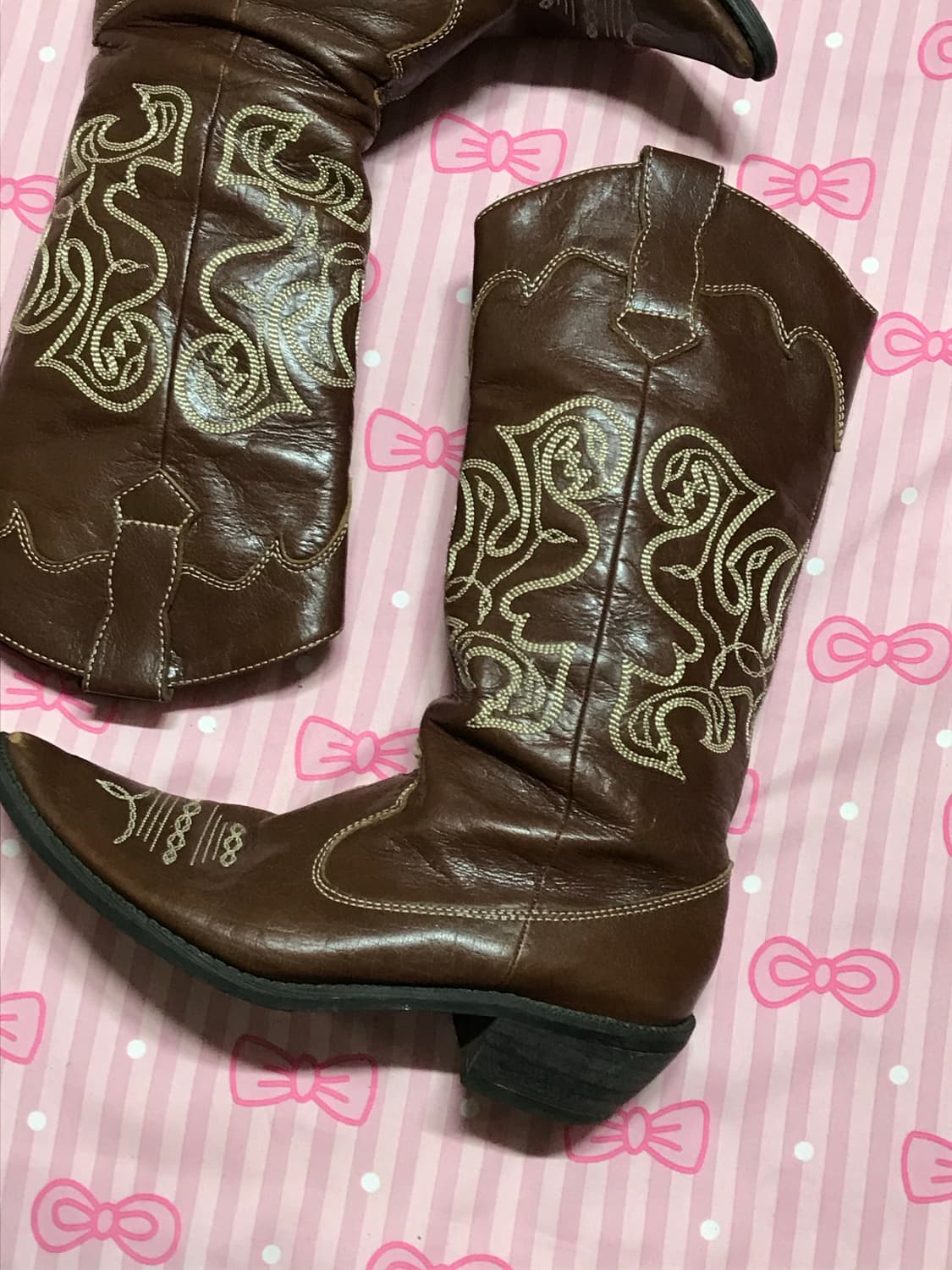 브라운 웨스턴 자수 부츠 웨스턴부츠 y2k 신발 상품이미지2