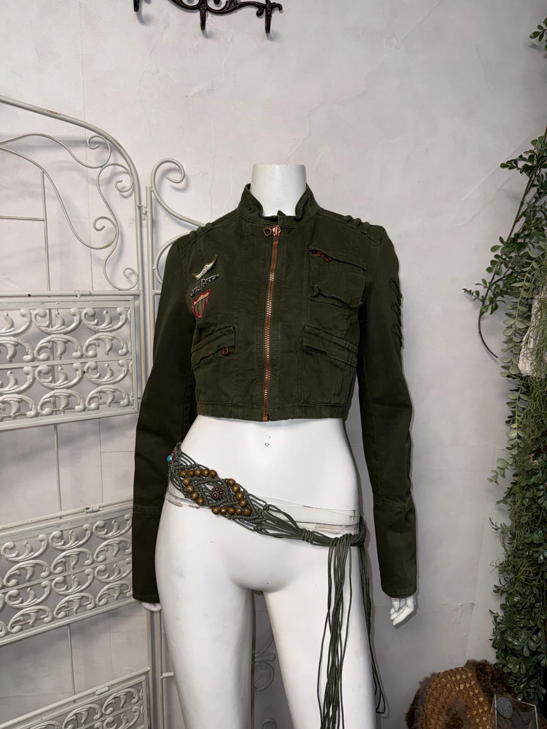 Khaki crop military cotton jacket  상품이미지5