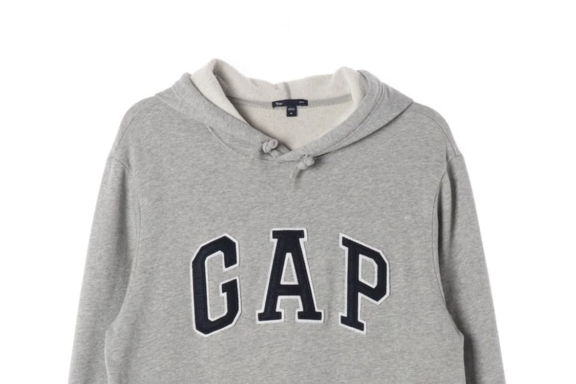 GAP 그레이 아치형 빅로고 기모 후드티 M 상품이미지3