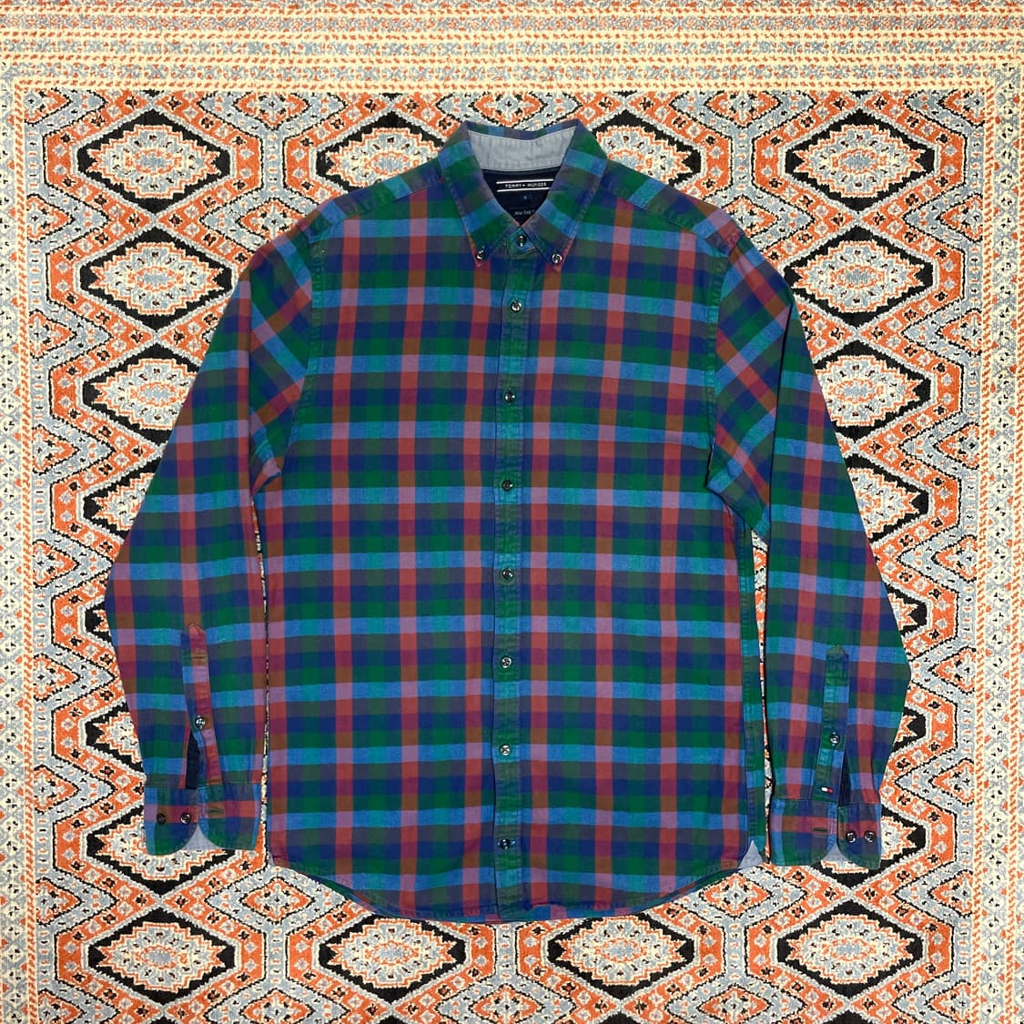 타미힐피거 그린 블루 깅엄체크 남성S 상품이미지1