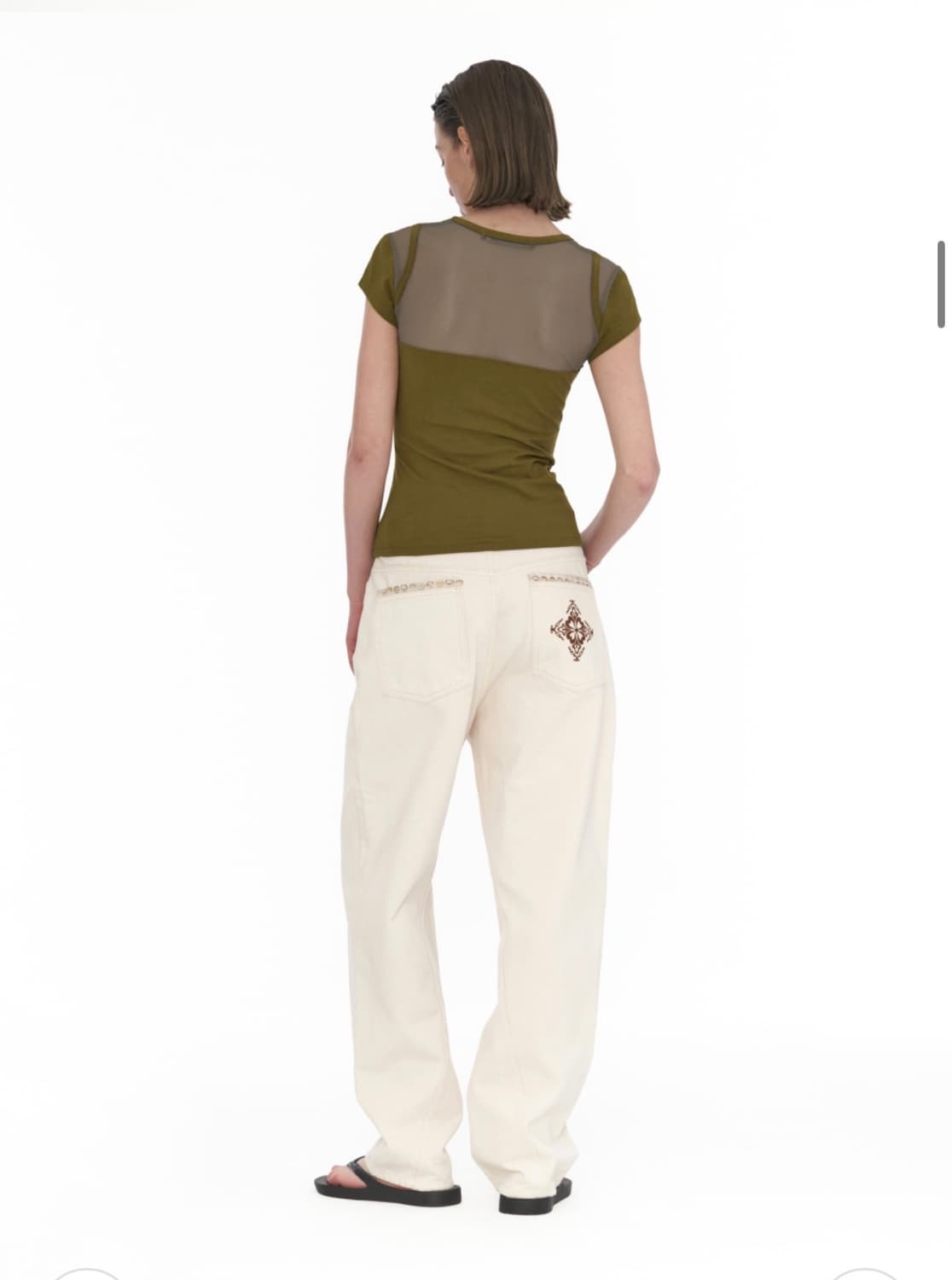 웰빙익스프레스 Embroidered Patch Jeans White m 상품이미지1