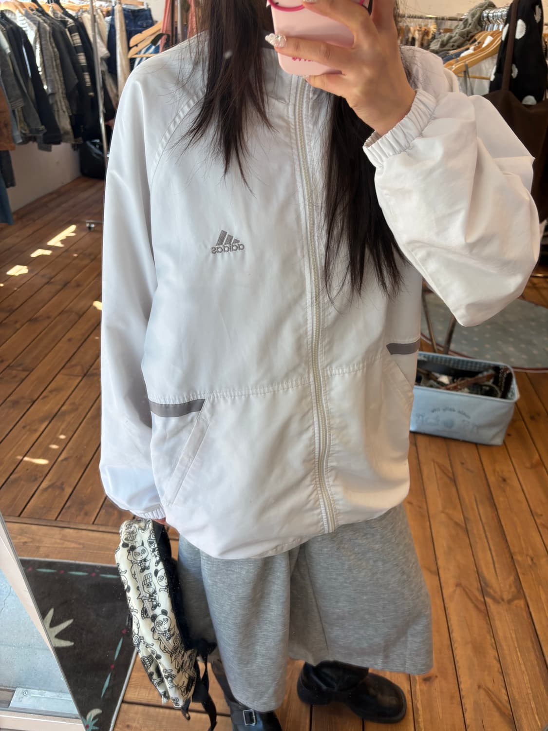 아디다스 화이트 실버 바람막이 상품이미지1