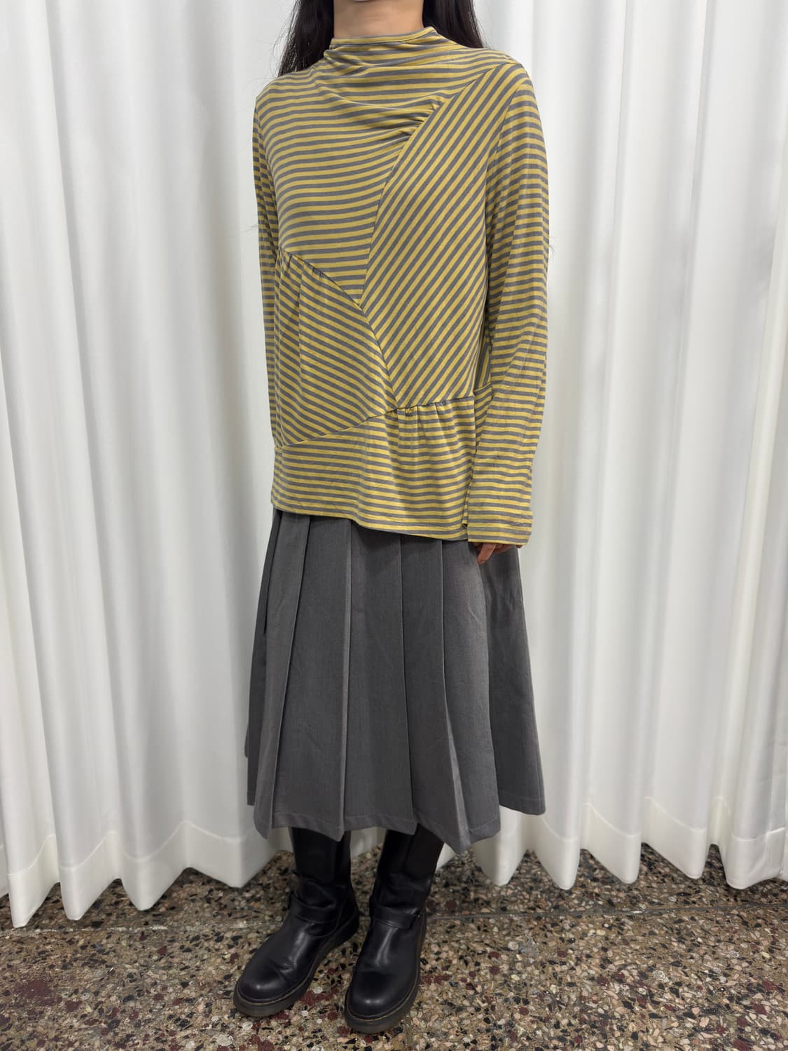 gray pleats midi skirt 상품이미지3