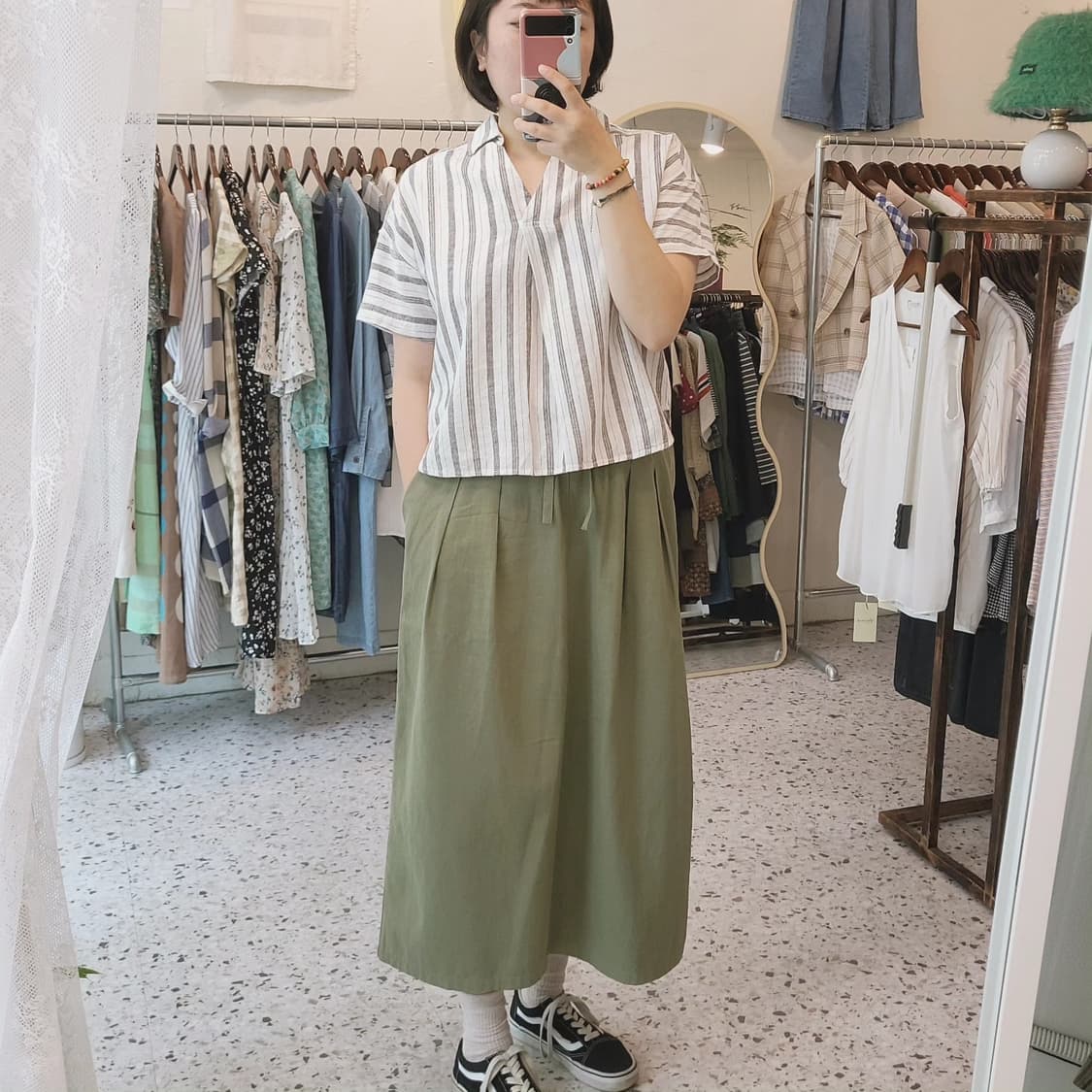 Beams heart 린넨 스트라이프 반팔 셔츠 상품이미지9