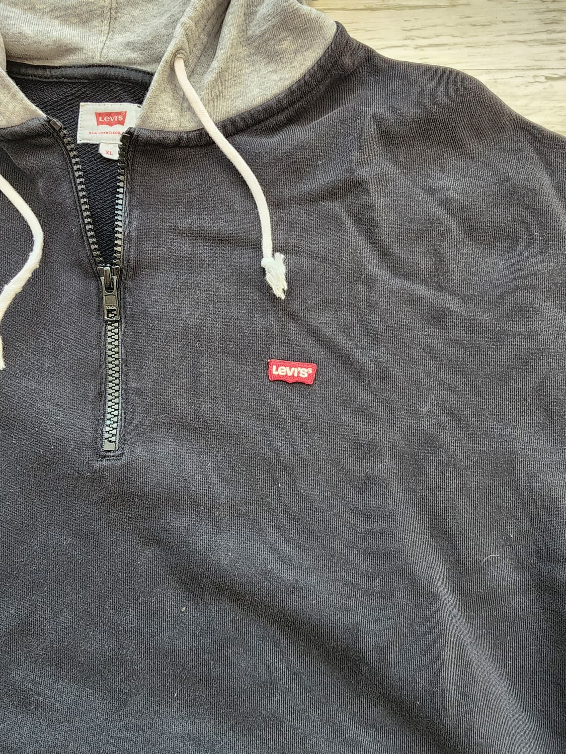 LEVIS 리바이스 블랙 그레이 후드티셔츠 하프집업 XL(100~105) 상품이미지4